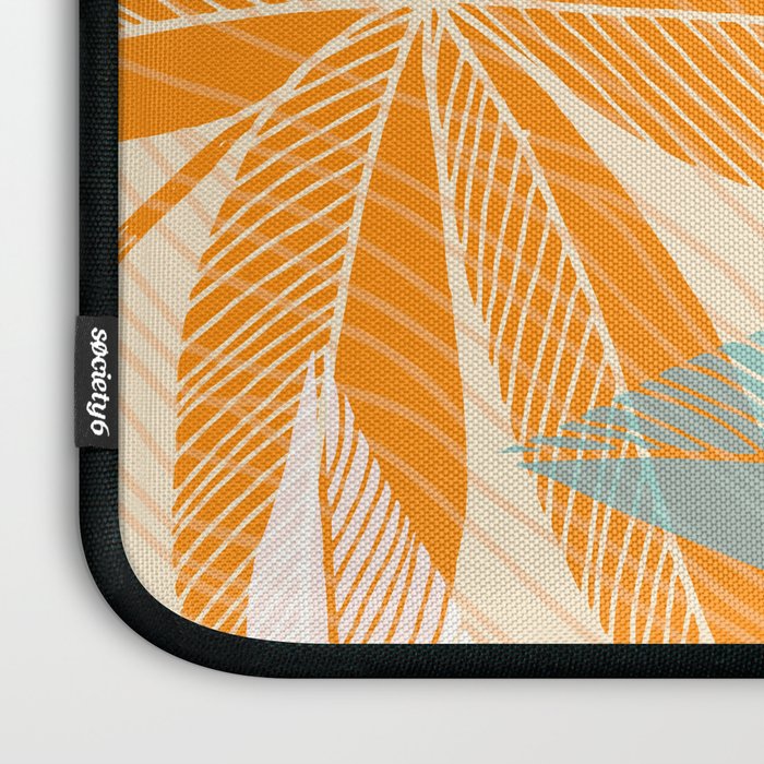 Orange and Teal Tropical Floral Print Laptop Sleeve Gallery Image 3