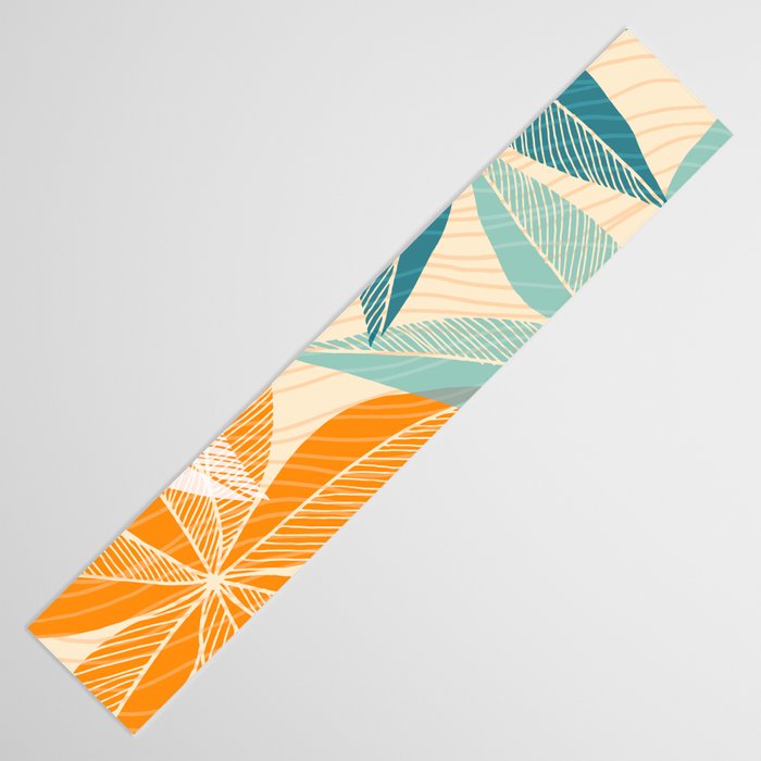 Orange and Teal Tropical Floral Print Table Runner Gallery Image 3