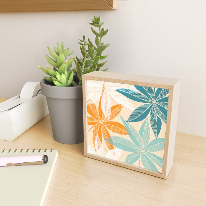 Orange and Teal Tropical Floral Print Mini Art Print Gallery Image 2