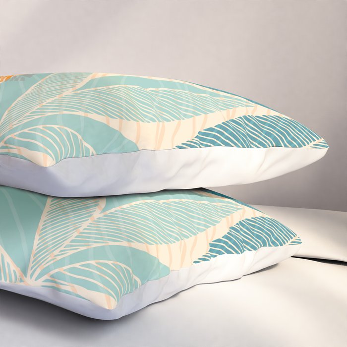 Orange and Teal Tropical Floral Print Pillow Sham Gallery Image 3