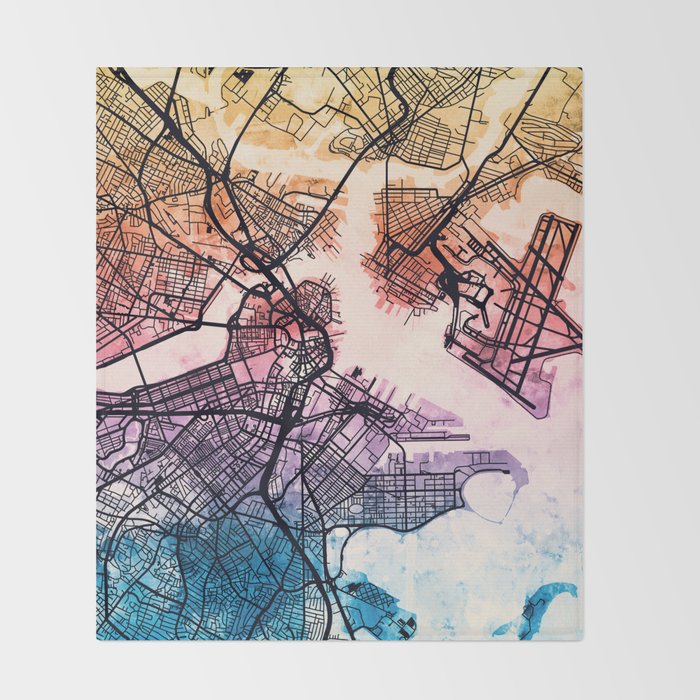 Boston Massachusetts Street Map Throw Blanket Gallery Image 2