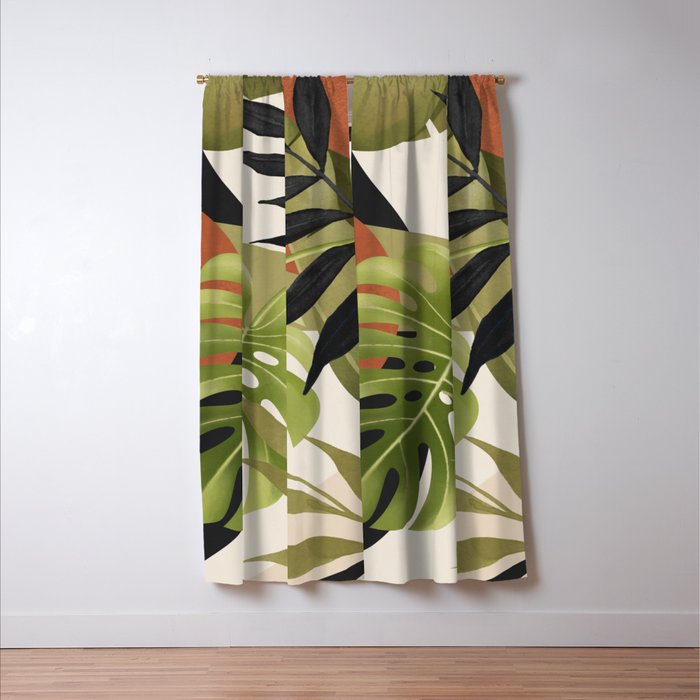 Abstract Art Tropical Leaves 69 Window Curtain Gallery Image 3