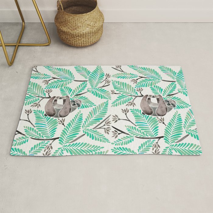Happy Sloth - Tropical Mint Rainforest Rug Gallery Image 1