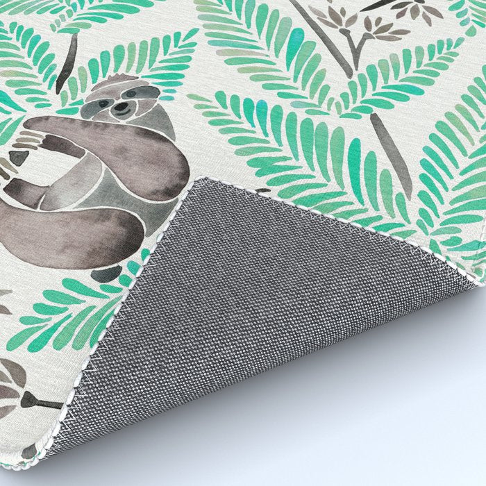 Happy Sloth - Tropical Mint Rainforest Rug Gallery Image 4