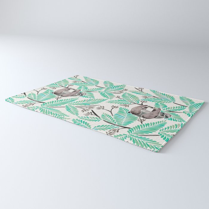 Happy Sloth - Tropical Mint Rainforest Rug Gallery Image 3