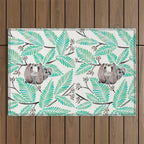 Happy Sloth - Tropical Mint Rainforest Outdoor Rug Gallery Image 1