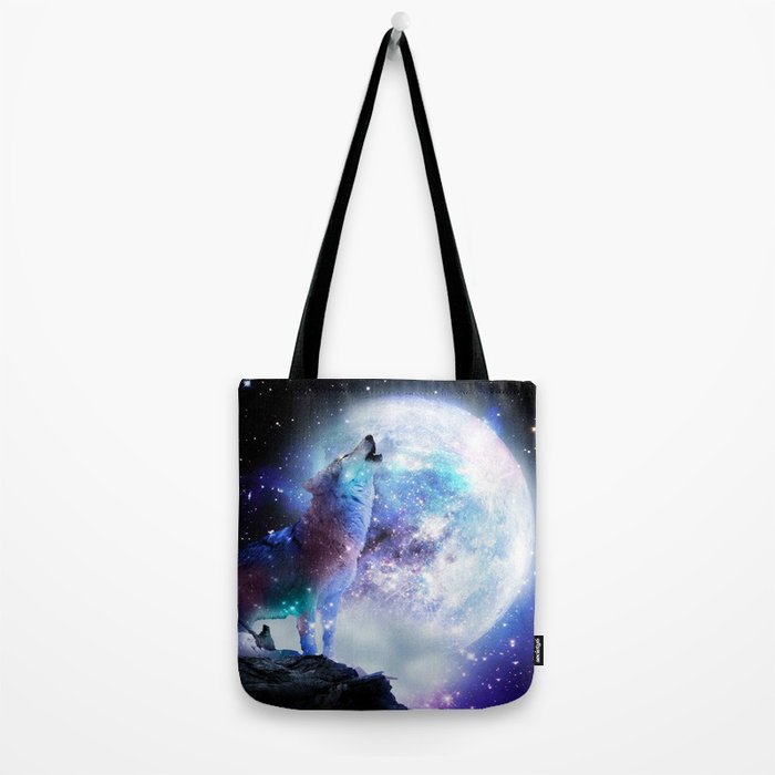 Cosmic Space Wolf Wolves Howling At Moon Tote Bag Gallery Image 2