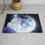 Cosmic Space Wolf Wolves Howling At Moon Rug Gallery Image 1
