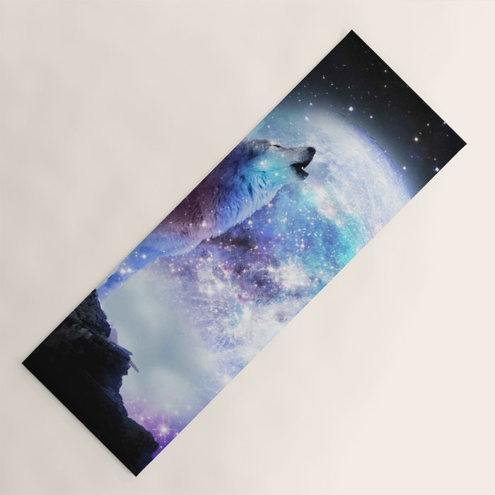 Cosmic Space Wolf Wolves Howling At Moon Yoga Mat Gallery Image 1