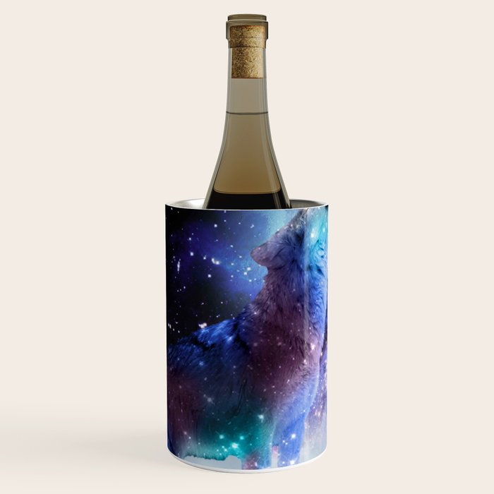 Cosmic Space Wolf Wolves Howling At Moon Wine Chiller Gallery Image 2