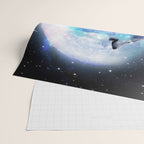 Cosmic Space Wolf Wolves Howling At Moon Wrapping Paper Gallery Image 2