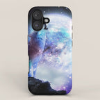 Cosmic Space Wolf Wolves Howling At Moon iPhone Case Gallery Image 1