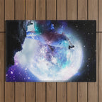 Cosmic Space Wolf Wolves Howling At Moon Outdoor Rug Gallery Image 1