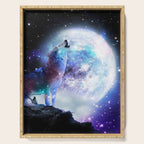 Cosmic Space Wolf Wolves Howling At Moon Serving Tray Gallery Image 1