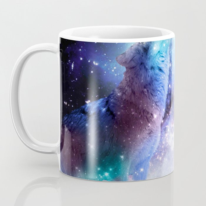 Cosmic Space Wolf Wolves Howling At Moon Coffee Mug Gallery Image 3