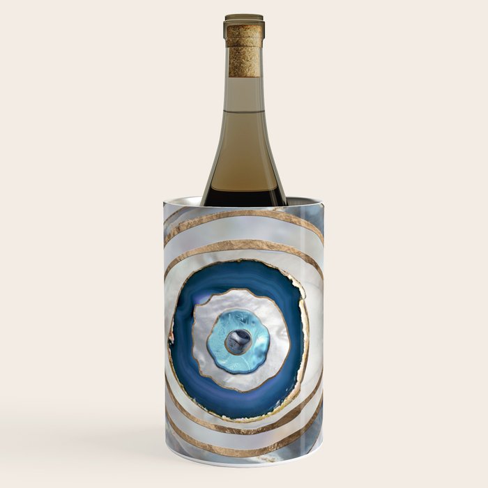 Evil Eye Mineral Textures And Gold Wine Chiller