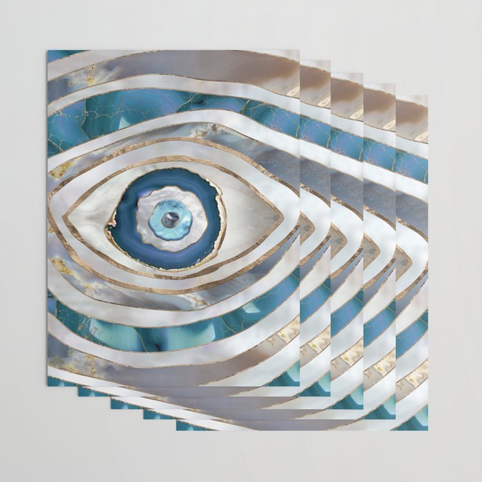 Evil Eye Mineral textures and gold Wrapping Paper Gallery Image 3