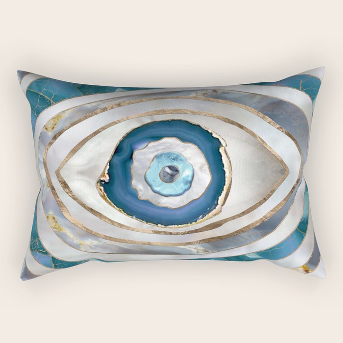 Evil Eye Mineral textures and gold Rectangular Pillow Gallery Image 2