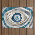Evil Eye Mineral textures and gold Outdoor Rug Gallery Image 1