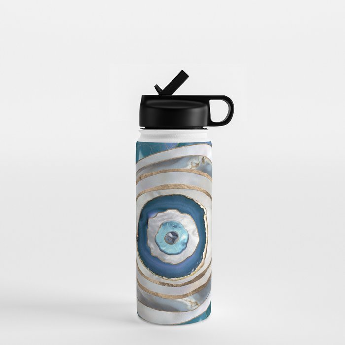 Evil Eye Mineral textures and gold Water Bottle