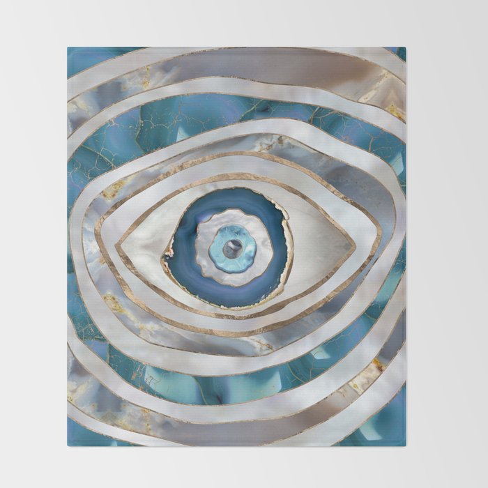 Evil Eye Mineral textures and gold Throw Blanket Gallery Image 2