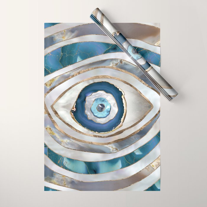 Evil Eye Mineral textures and gold Wrapping Paper Gallery Image 1
