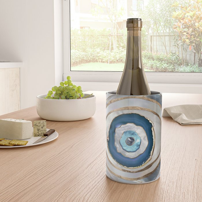 Evil Eye Mineral textures and gold Wine Chiller Gallery Image 4