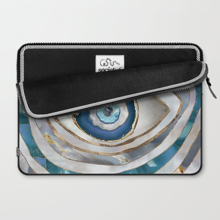 Evil Eye Mineral textures and gold Laptop Sleeve Gallery Image 2