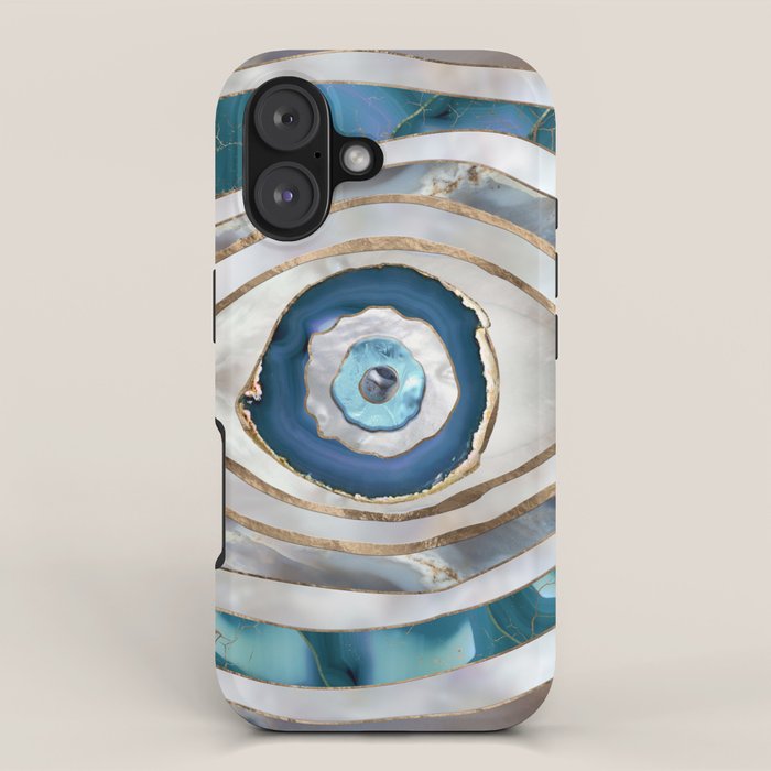 Evil Eye Mineral textures and gold iPhone Case