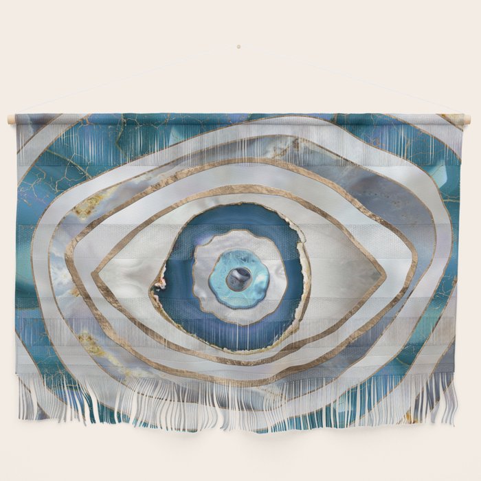 Evil Eye Mineral textures and gold Wall Hanging Gallery Image 1