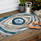 Evil Eye Mineral textures and gold Outdoor Rug Gallery Image 2