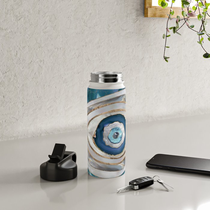 Evil Eye Mineral textures and gold Water Bottle Gallery Image 4