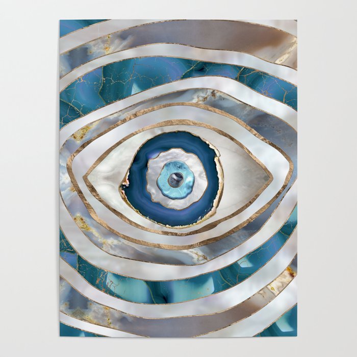 Evil Eye Mineral textures and gold Poster Gallery Image 1