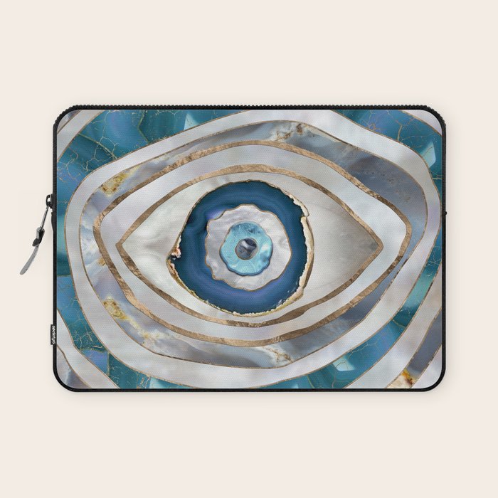 Evil Eye Mineral textures and gold Laptop Sleeve Gallery Image 1