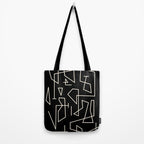 Peripatesis Modern Minimalist Abstract Line Art in Black and Almond Cream Tote Bag Gallery Image 2