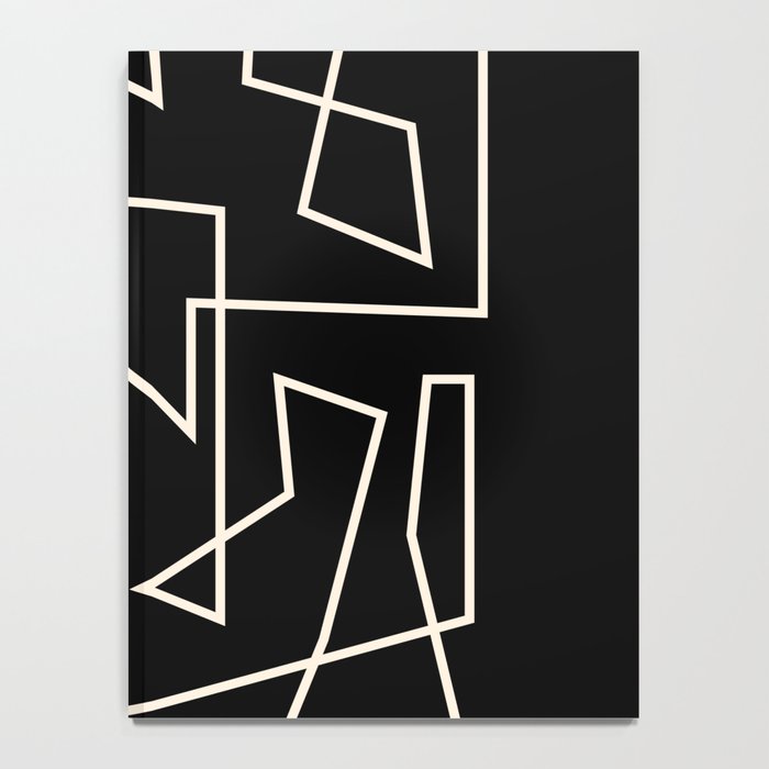 Peripatesis Modern Minimalist Abstract Line Art in Black and Almond Cream Notebook Gallery Image 4