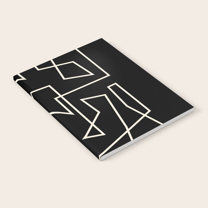 Peripatesis Modern Minimalist Abstract Line Art in Black and Almond Cream Notebook Gallery Image 2