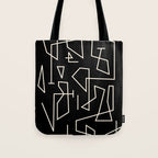 Peripatesis Modern Minimalist Abstract Line Art in Black and Almond Cream Tote Bag Gallery Image 1