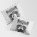 Raccoon - Black & White Pillow Sham Gallery Image 3