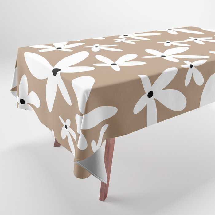 Quirky Florals in Mocha, Black and White Tablecloth Gallery Image 1