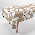Quirky Florals in Mocha, Black and White Tablecloth Gallery Image 1