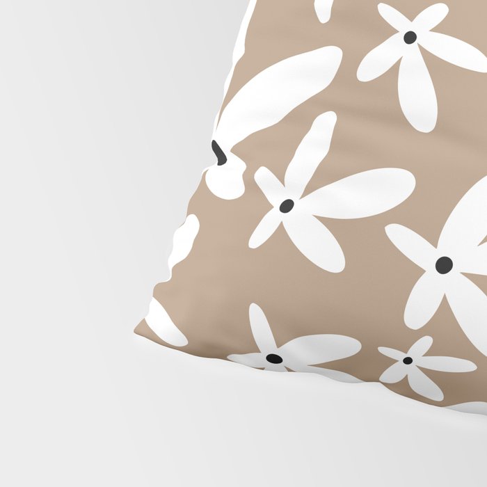 Quirky Florals in Mocha, Black and White Pillow Sham Gallery Image 4