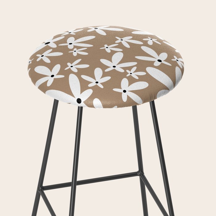 Quirky Florals in Mocha, Black and White Stool Gallery Image 2