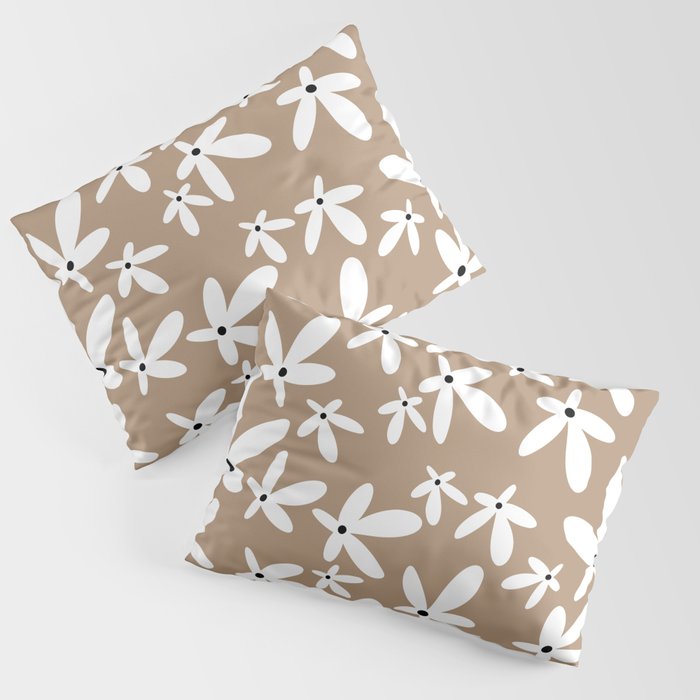 Quirky Florals in Mocha, Black and White Pillow Sham Gallery Image 3