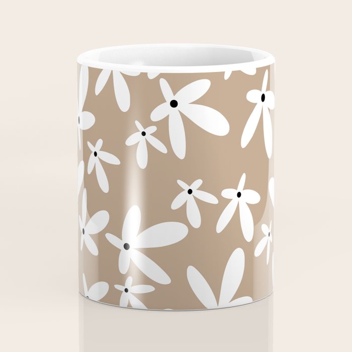 Quirky Florals in Mocha, Black and White Coffee Mug Gallery Image 4