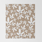 Quirky Florals in Mocha, Black and White Throw Blanket Gallery Image 2