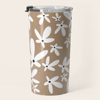 Quirky Florals in Mocha, Black and White Travel Mug Gallery Image 3
