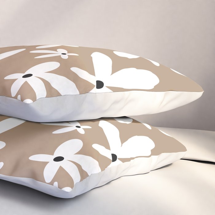 Quirky Florals in Mocha, Black and White Pillow Sham Gallery Image 3