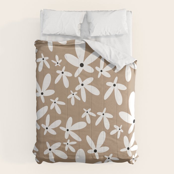 Quirky Florals in Mocha, Black and White Comforter Gallery Image 1