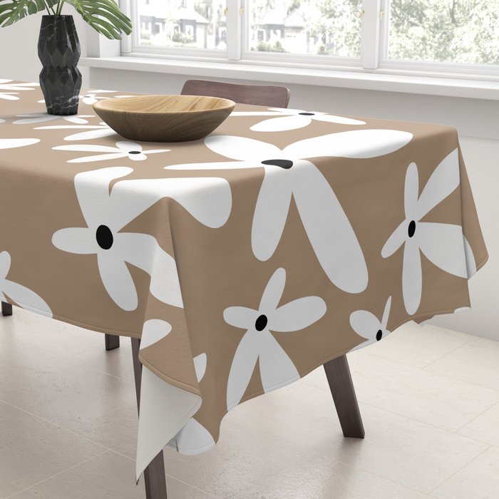 Quirky Florals in Mocha, Black and White Tablecloth Gallery Image 3